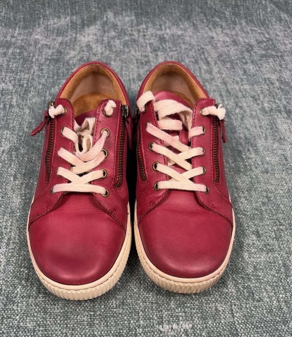 Born Women's Paloma Leather Zip Lace-Up Sneakers Shoes Red Size 10M